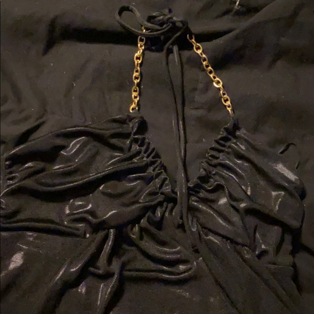 Halter top shines black top